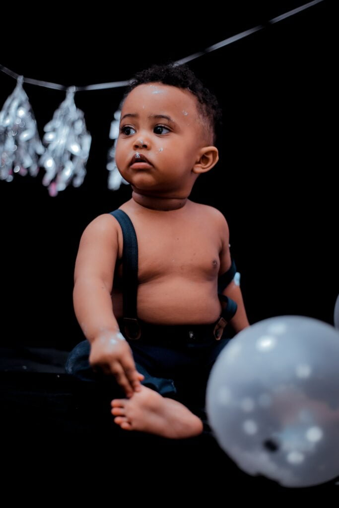 baby boy in cake smash photo shoot